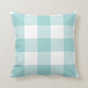 Rustic Buffalo Check Pattern Pastel Aqua Throw Pillow