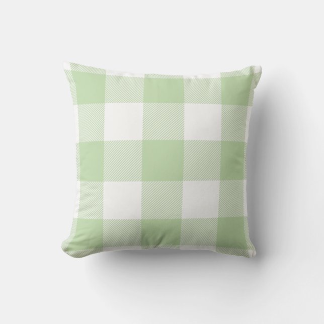 Rustic Buffalo Check Pattern Pastel Green Throw Pillow (Front)
