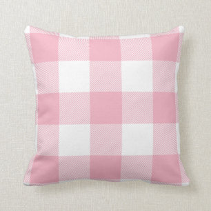 Rustic Buffalo Check Pattern Pastel Pink Throw Pillow