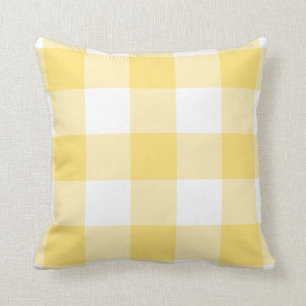 Rustic Buffalo Check Pattern Pastel Yellow Throw Pillow