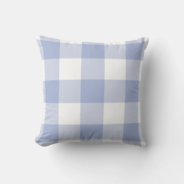 Rustic Buffalo Check Pattern Periwinkle Blue Throw Pillow (Front)