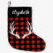 Rustic Buffalo Check Plaid & White Deer Antlers