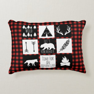 Rustic Buffalo Check Plaid Woodland Adventure Accent Pillow
