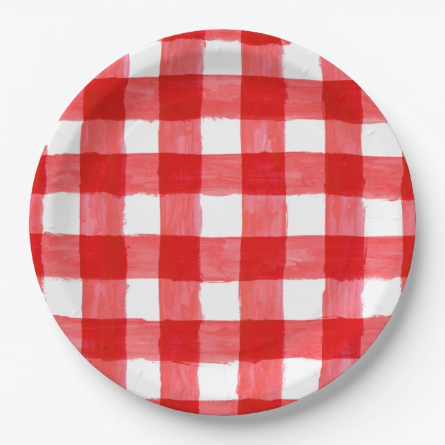 Rustic Buffalo Check Red and White Paper Plate (Front)