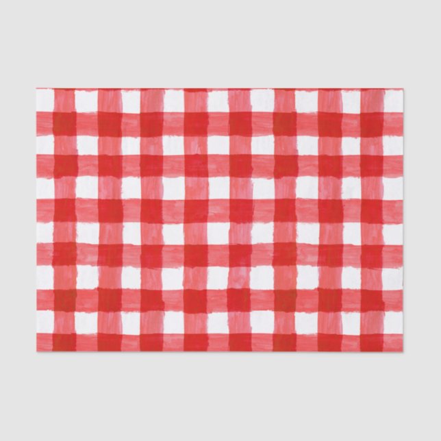 Rustic Buffalo Check Red and White Tissue Paper (Front)