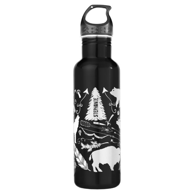 Rustic Buffalo Deer Wolf Bear Pattern Any Colour 710 Ml Water Bottle (Front)
