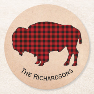 Rustic Buffalo Personalized Paper Coasters