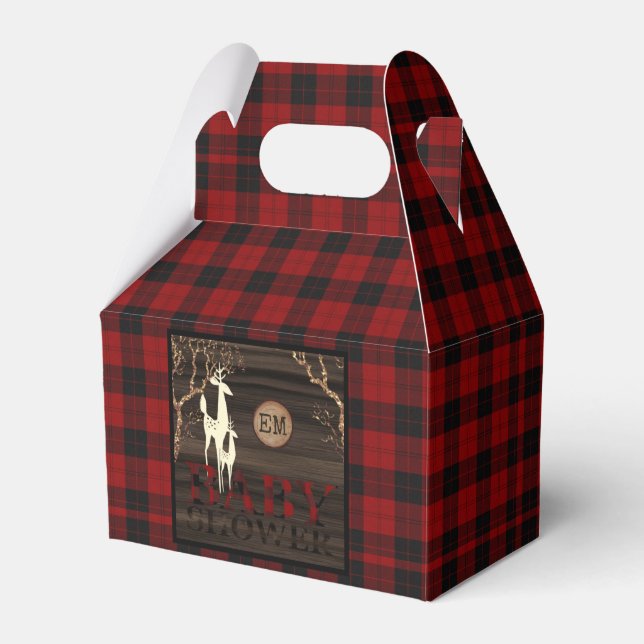 Rustic Buffalo Plaid Baby Shower Favours Favor Box (Front Side)
