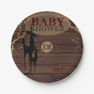 Rustic Buffalo Plaid Baby Shower Personalized Paper Plate