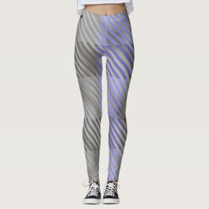 Rustic Buffalo Plaid Blue Grey Striped Leggings