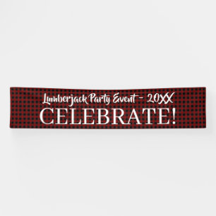 Rustic Buffalo Plaid Celebrate Customizable Event Banner