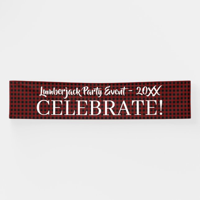 Rustic Buffalo Plaid Celebrate Customizable Event Banner (Horizontal)