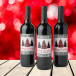 Rustic Buffalo Plaid Christmas Customizable Wine Label<br><div class="desc">These labels aren't just for show – they're perfect for holiday giving. Share the warmth and joy with your family and friends, or impress your business clients with a touch of personalization. It's the kind of gift that brings people closer, adds a dash of holiday spirit, and makes your wine...</div>