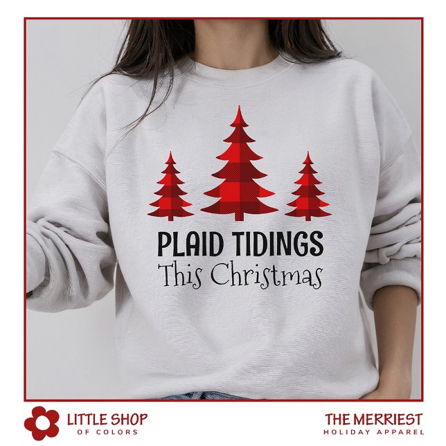 Rustic Buffalo Plaid Christmas Trees Western Style Sweatshirt (Creator Uploaded)