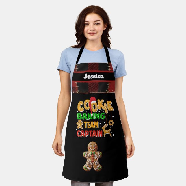 Rustic Buffalo Plaid Cookie Baking Team Captain  Apron (Worn)