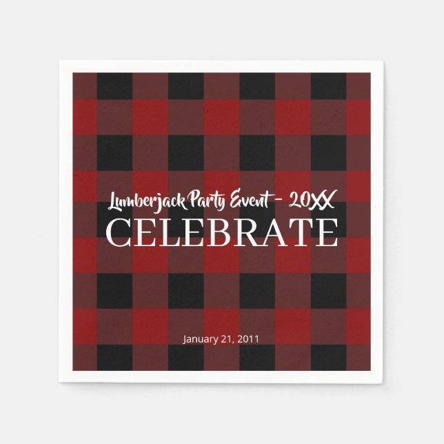 Rustic Buffalo Plaid Customized Celebrate Event Napkin (Front)