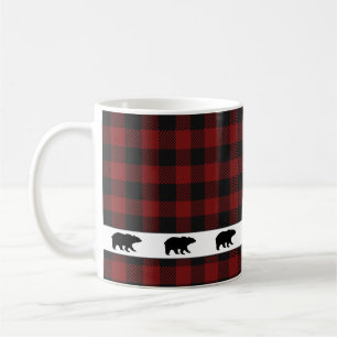 Rustic Buffalo Plaid Grizzly Bear Coffee Mug
