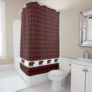 Rustic Buffalo Plaid Grizzly Bears