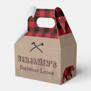 Rustic Buffalo Plaid Lumberjack Birthday Theme Favor Box