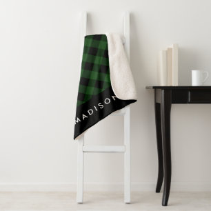 Rustic Buffalo Plaid   Personalized Sherpa Blanket