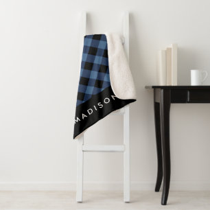 Rustic Buffalo Plaid Personalized Sherpa Blanket
