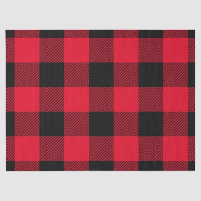 Rustic Buffalo Plaid Red Black Tissue Paper (Front)