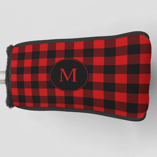 Rustic Buffalo Plaid with Your Monogram Golf Head Cover (Front)