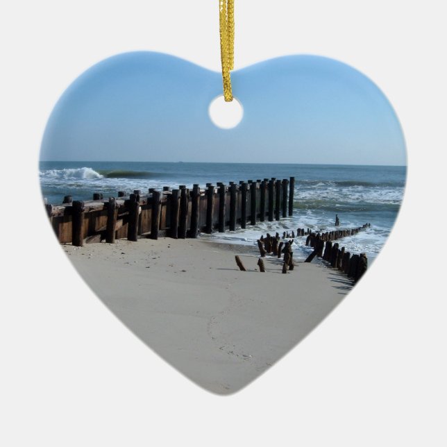 Rustic Bulkhead on Beach Ceramic Ornament (Front)