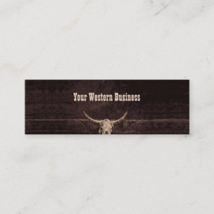 Rustic Bull Skull Country Western Texture Mini Business Card