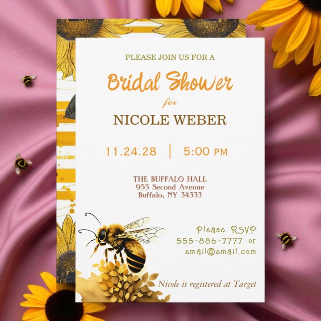 Rustic Bumble Bee Bridal Shower Invitation (Creator Uploaded)