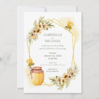 Rustic Bumble Bee Floral Wedding Invitation