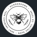 Rustic Bumblebee Round Return Address Classic Round Sticker<br><div class="desc">Create Your Own Classic Round Return Address Sticker. For more advanced customization of this design,  Please click the "Customize" button above!</div>