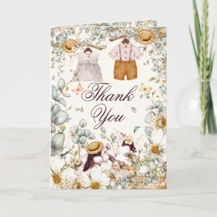 Rustic Bunnies Botanical Baby Shower Thank You Card