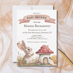 Rustic Bunny Baby Shower Invitation