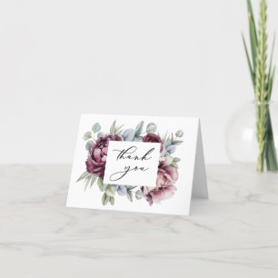 Rustic Burgundy and Plum Floral Thank You Card