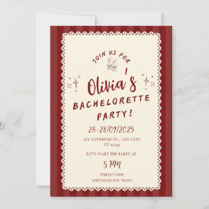 Rustic Burgundy Bachelorette Party Invitation