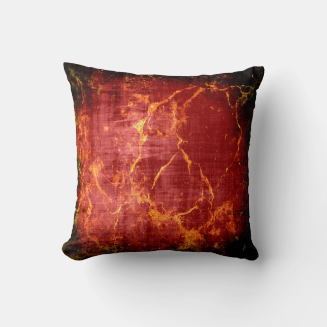 Rustic Burgundy Black and Gold Marble Throw Pillow (Front)