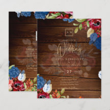 Rustic Burgundy Blue Floral Wedding