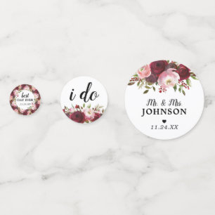 Rustic Burgundy Blush Floral Wedding Confetti