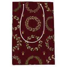 Rustic Burgundy Botanical Winter Christmas