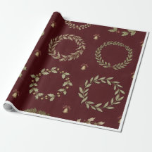 Rustic Burgundy Botanical Winter Christmas