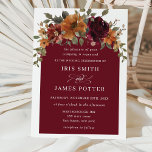 Rustic Burgundy Burnt Orange Floral Arch Wedding  Invitation<br><div class="desc">This rustic wedding invitation features a beautiful watercolor burnt orange, burgundy floral and greenery arrangement. Personalize it with your details easily and quickly, simply press the customise it button to further re-arrange and format the style and placement of the text. Change the colour of the arch to suit your colour...</div>