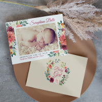 Rustic Burgundy Floral Baby Girl Photo Birth