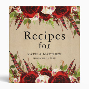 Rustic Burgundy Floral Boho Bridal Shower Recipe Binder
