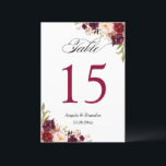 Rustic Burgundy Floral Wedding Table Number Card<br><div class="desc">Rustic Burgundy Floral Wedding Table Number Card. (1) Please customize this template one by one (e.g, from number 1 to xx) , and add each number card separately to your cart. (2) For further customization, please click the "customize further" link and use our design tool to modify this template. (3)...</div>