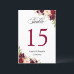 Rustic Burgundy Floral Wedding Table Number Card<br><div class="desc">Rustic Burgundy Floral Wedding Table Number Card. (1) Please customize this template one by one (e.g, from number 1 to xx) , and add each number card separately to your cart. (2) For further customization, please click the "customize further" link and use our design tool to modify this template. (3)...</div>