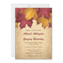 Rustic Burgundy Gold Autumn Wedding Invitations