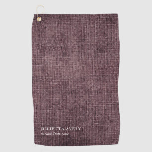 Rustic Burgundy Linen Texture Golf Towel