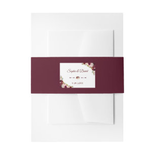 Rustic Burgundy Marsala Floral Fall Wedding Invitation Belly Band