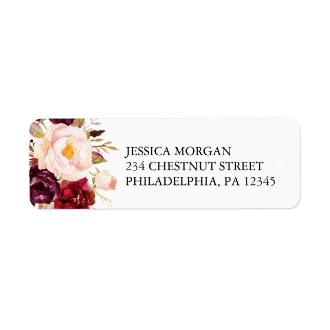 Rustic Burgundy Marsala Return Address Label (Front)
